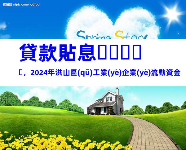 貸款貼息，2024年洪山區(qū)工業(yè)企業(yè)流動資金貸款貼息申報時間、條件及辦理流程